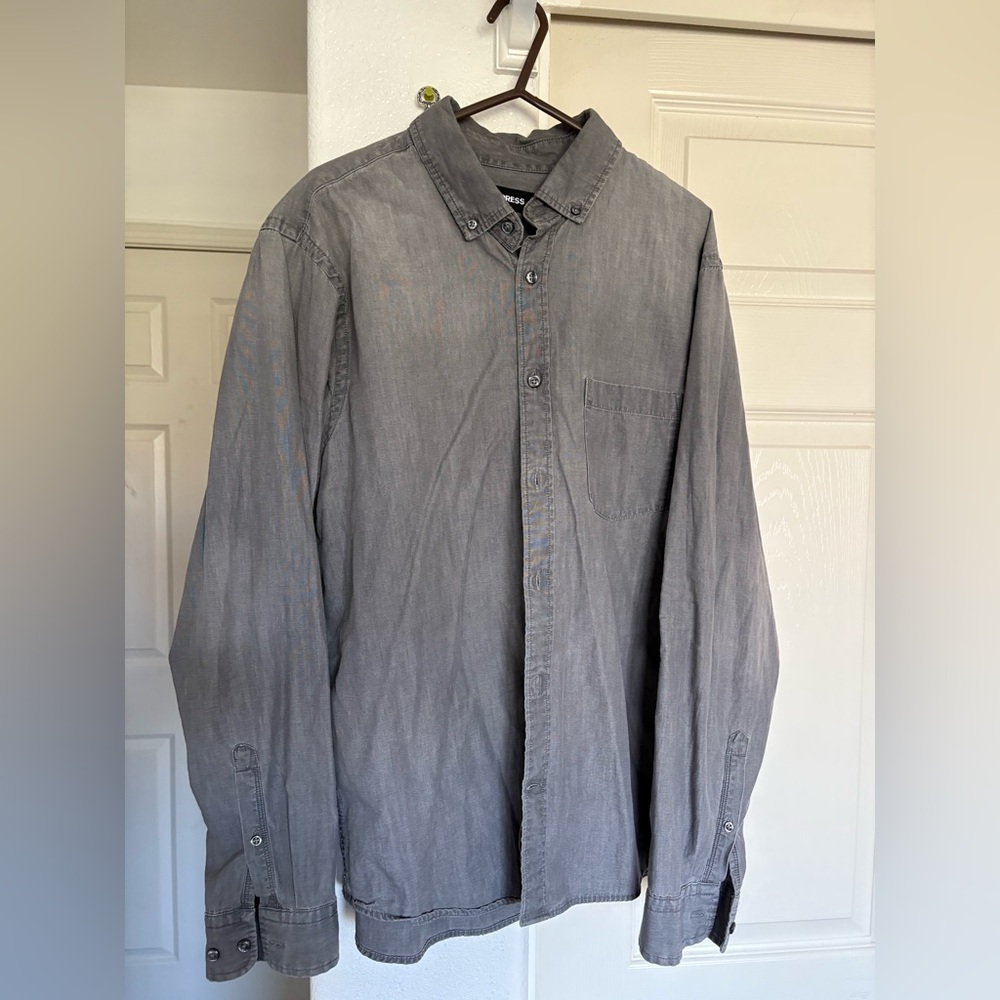 Express Men's Charcoal Button-Down Shirt